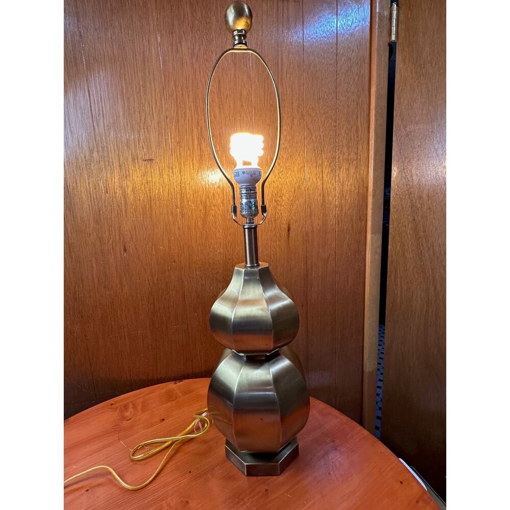 Vintage Heavy Brass Spherical Double Onion Shape Lamp